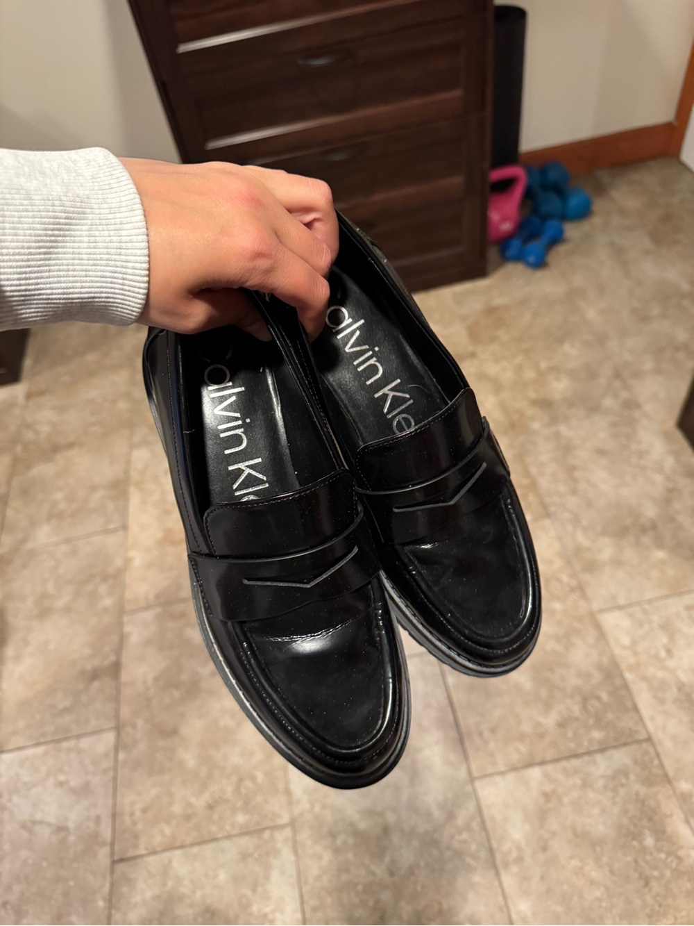 Calvin Klein Women’s Black Patent Leather Penny Loafers